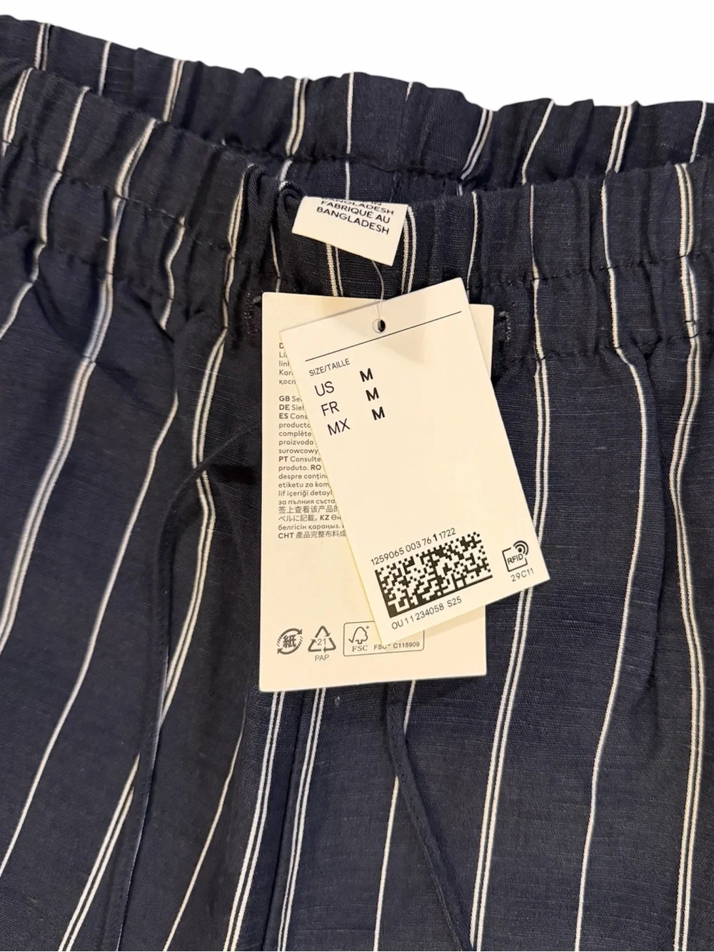 H&M Navy Blue Wide-Leg Pinstripe Pants